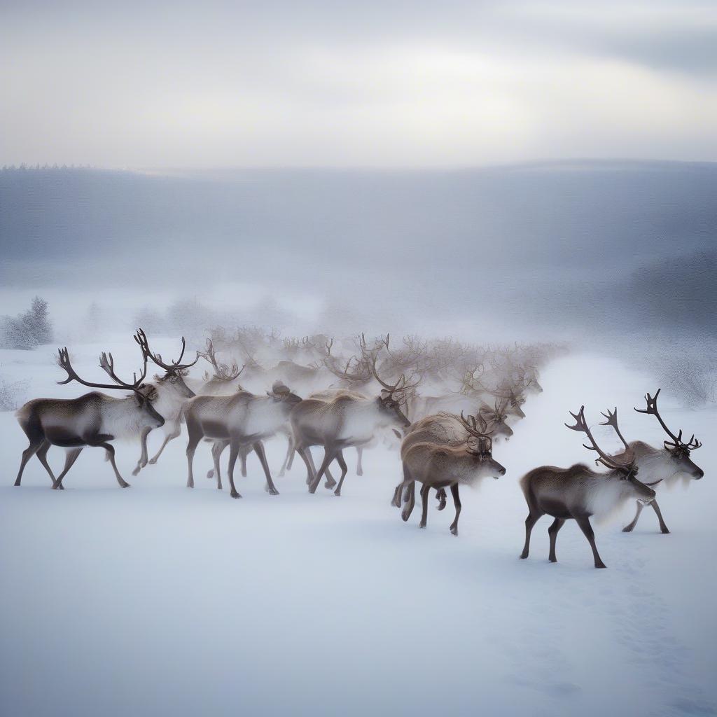 Reindeer Roaming in a Winter Wonderland