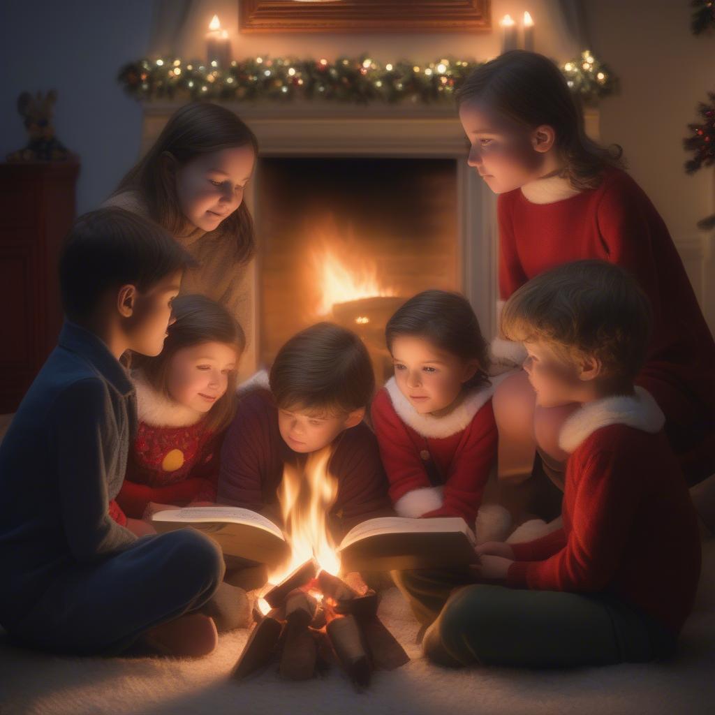 Children learning the names of Santa's reindeer