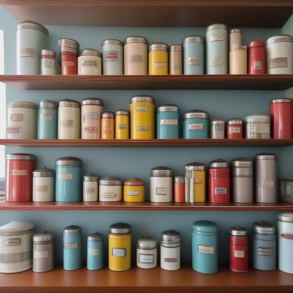 Retro metal canisters in various styles