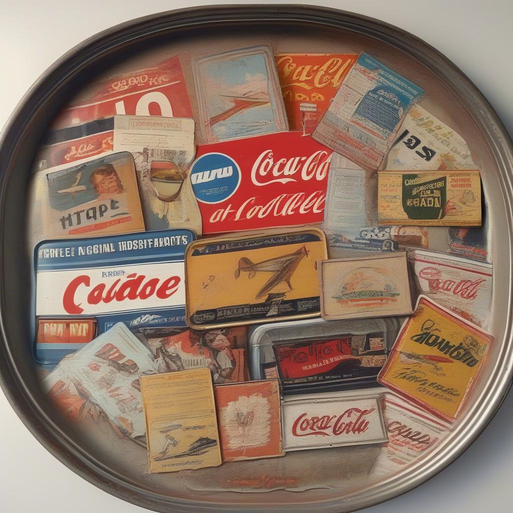 Retro Tin Tray with Vintage Advertising Themes