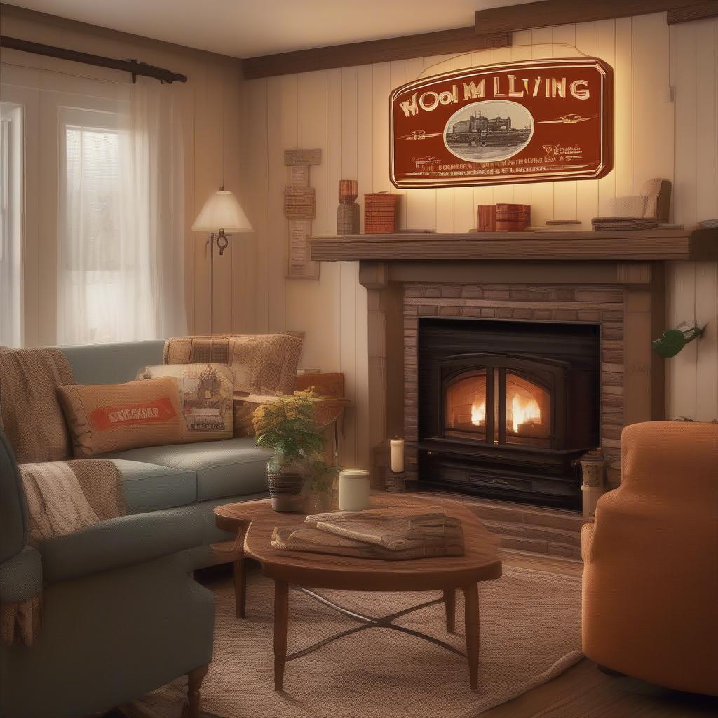 Retro Wooden Signs in a Living Room