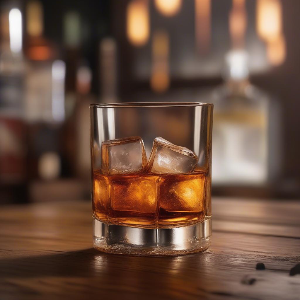 Rocks Glass with Bourbon and Ice