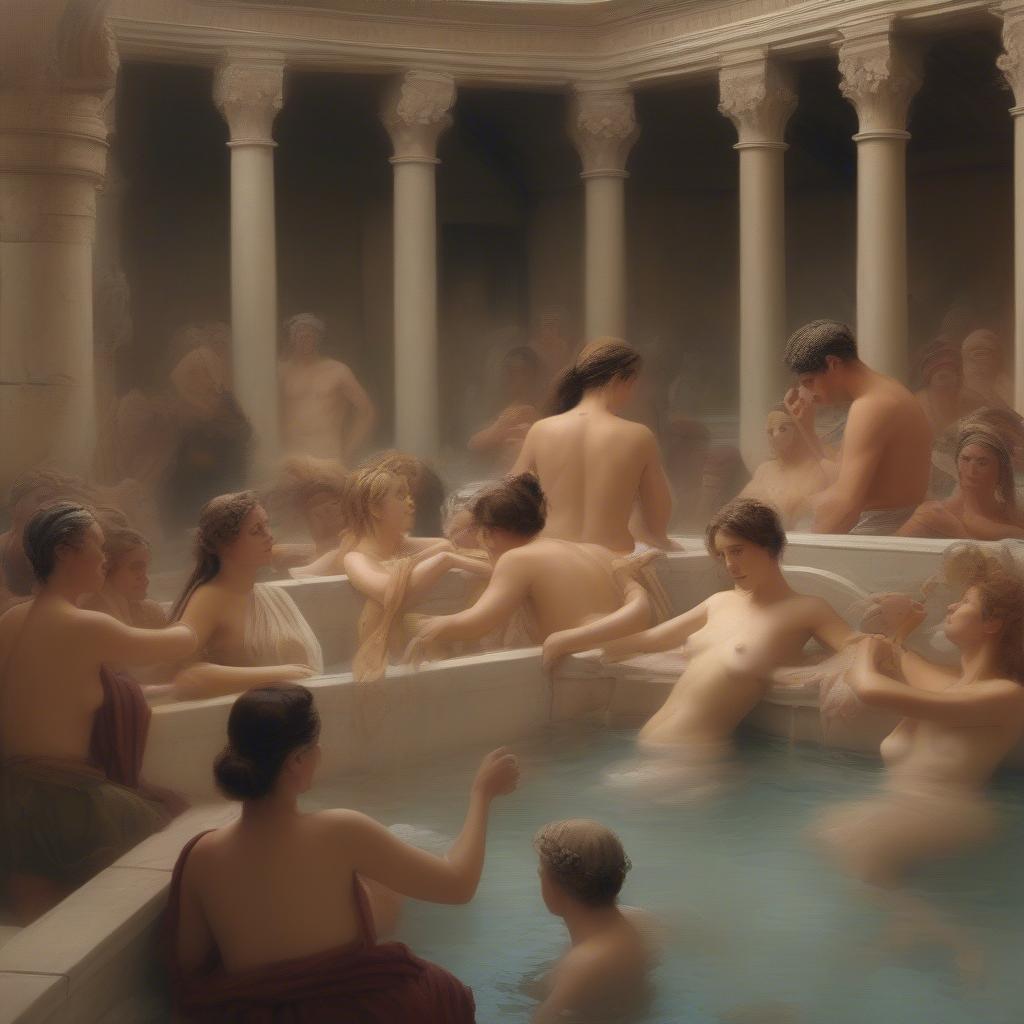 Women socializing in Roman baths