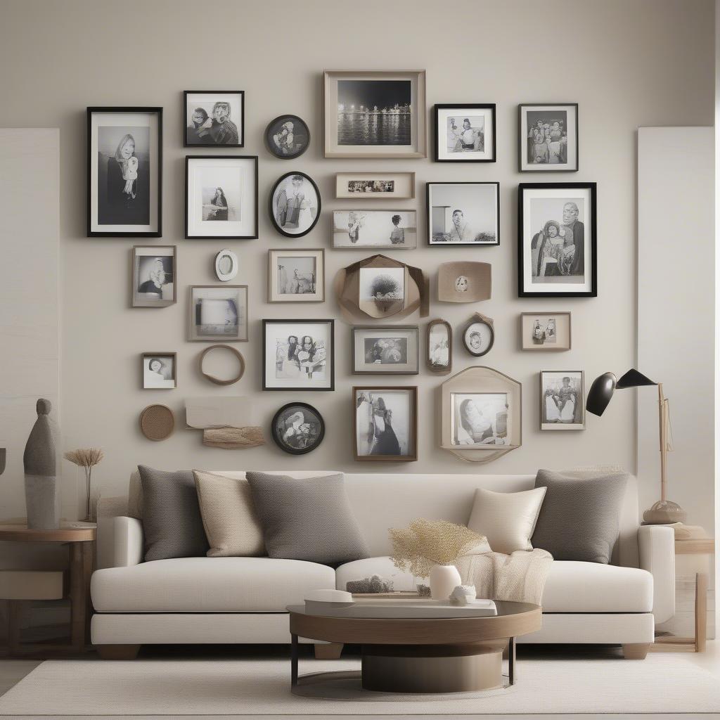 Round Photo Frame Collage Wall Display