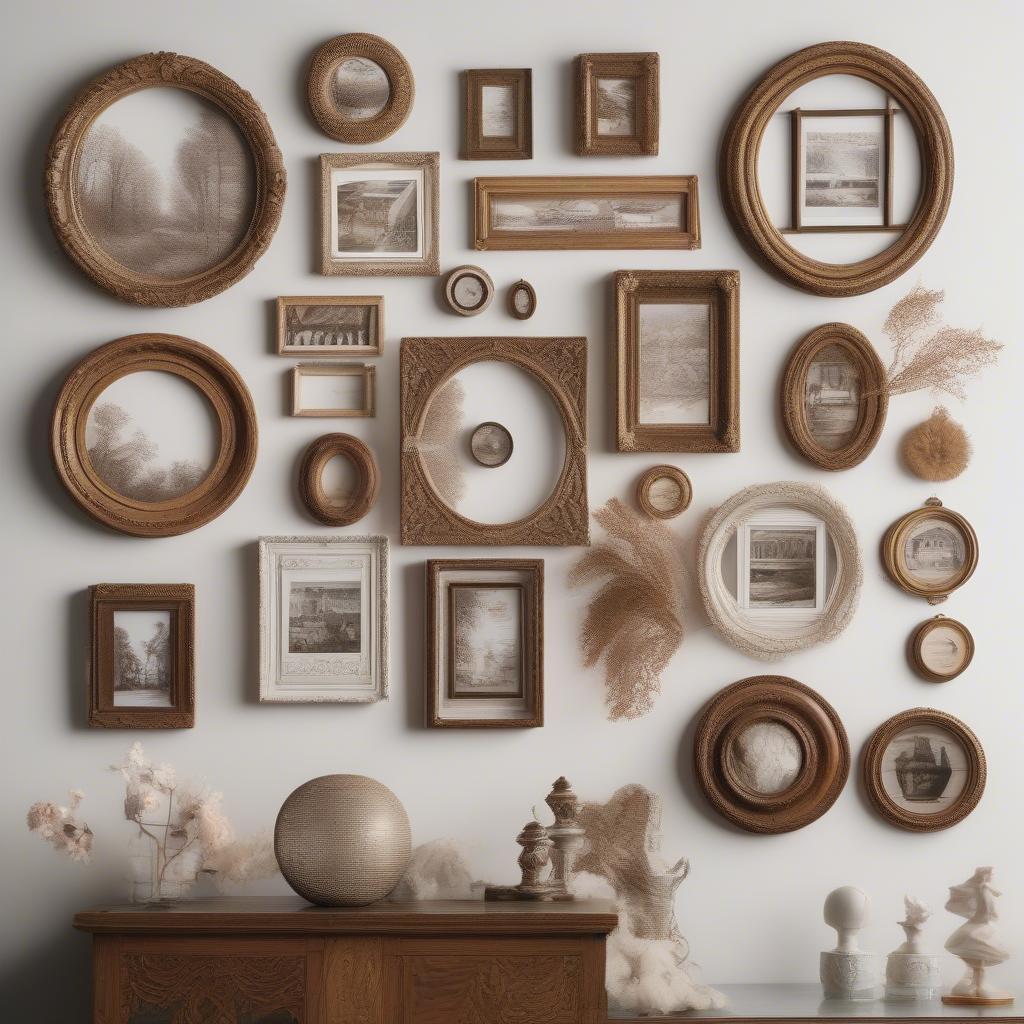 Variety of round picture wall frames in different materials and styles