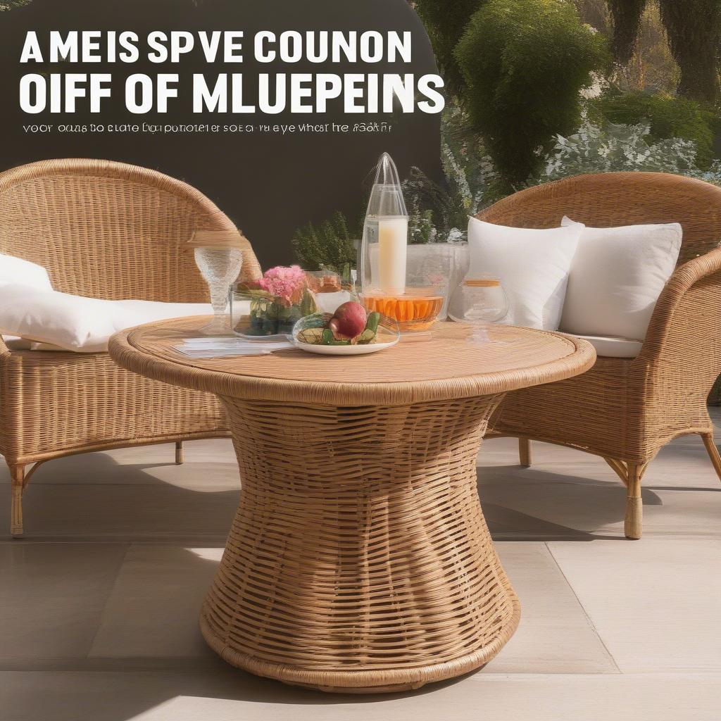 Round Rattan Table with $8 Off Coupon in California