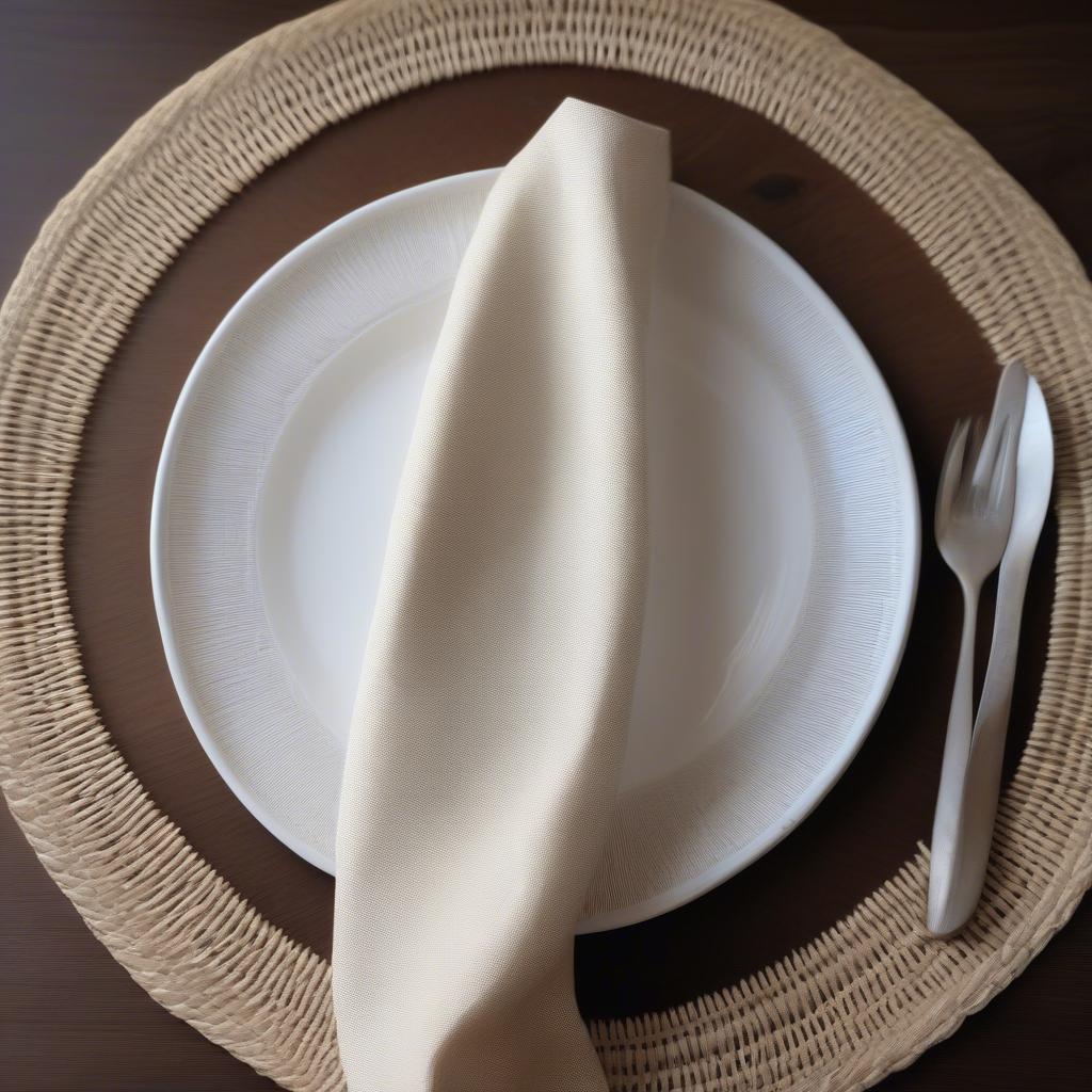 Round wicker 12x16 placemats in a table setting