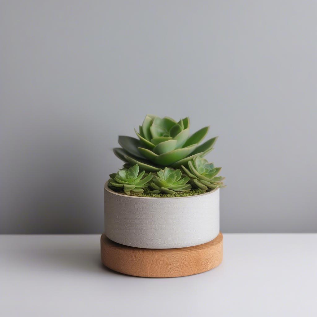 Round Wooden Riser Displaying Plants