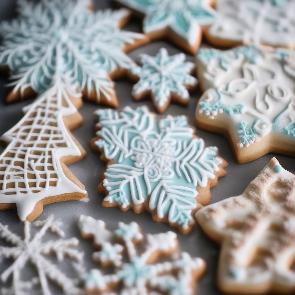 Royal Icing Techniques for Christmas Cookies: Demonstrating different piping techniques on Christmas cookies using royal icing.