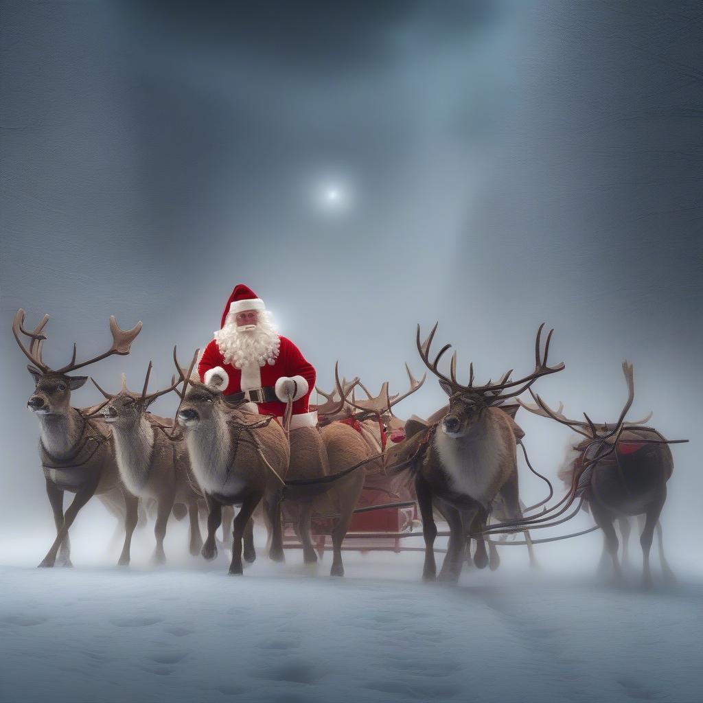 Rudolph Leading Santa's Sleigh