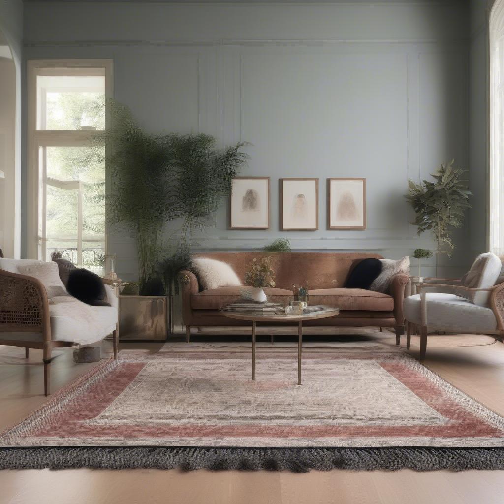 Rug with Fringe in a Living Room Setting