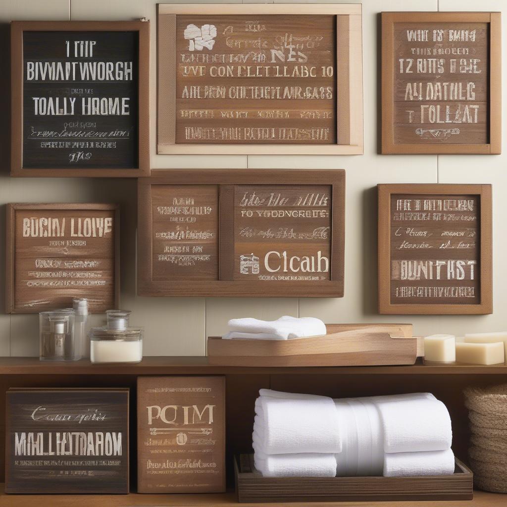 Rustic Bathroom Wood Signs with Various Quotes and Designs