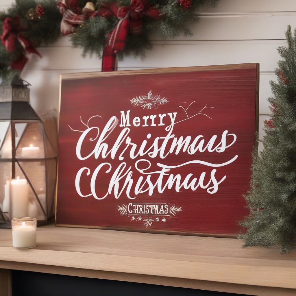 Rustic Christmas Tree Sign with Farmhouse Decor