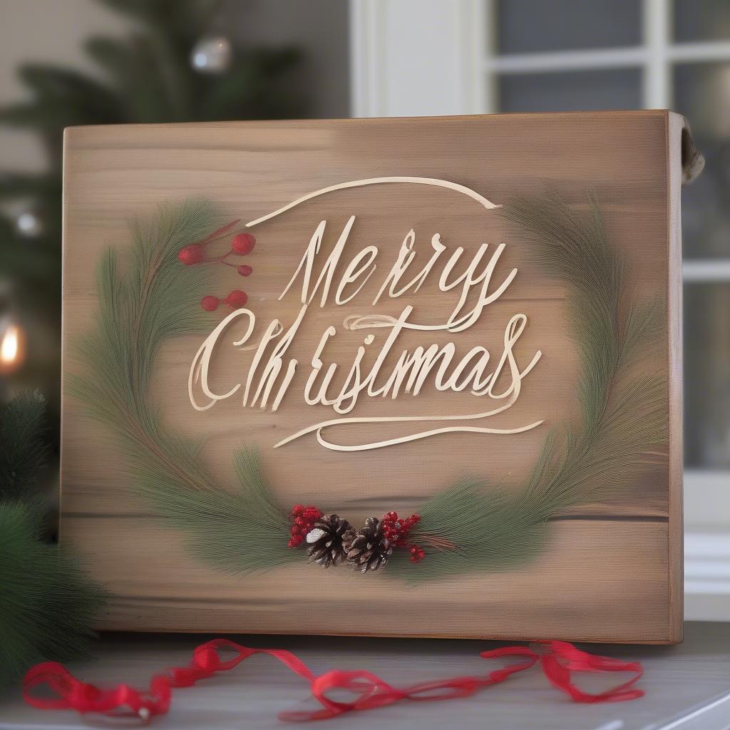 Rustic Christmas Wall Sign with Greenery