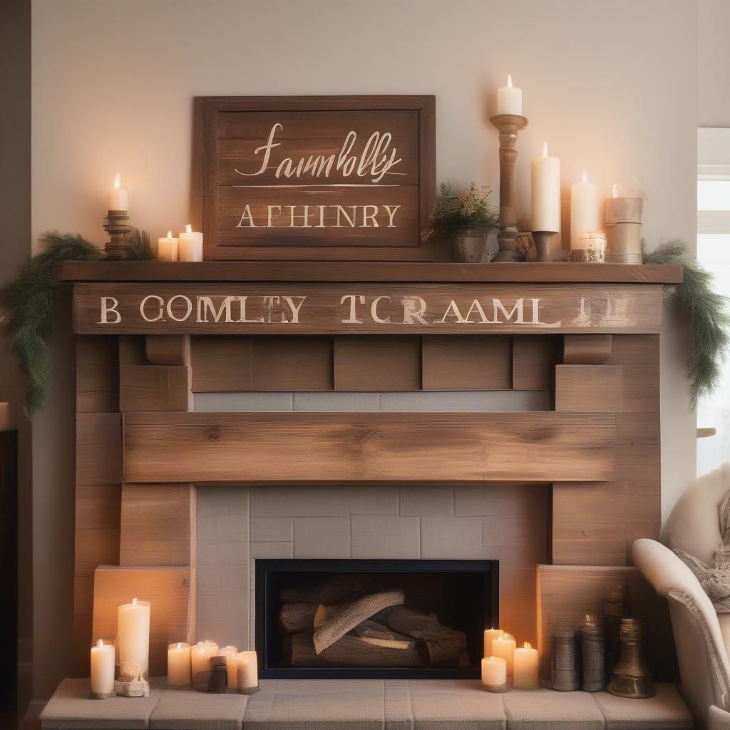 Rustic Family Name Sign in a Living Room