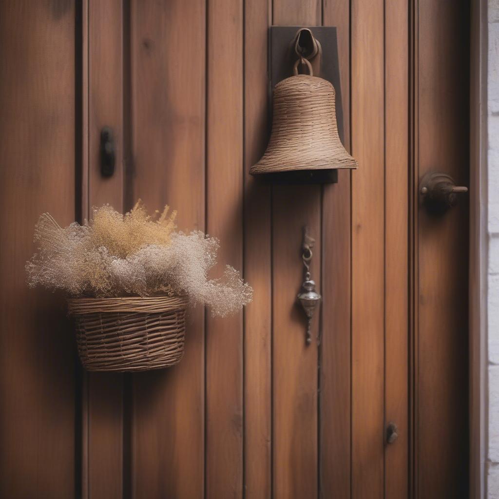 Rustic Farmhouse Bell Door with Wicker Basket