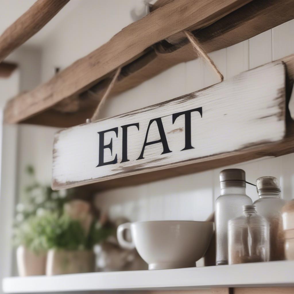 Rustic Farmhouse Kitchen Sign with "Eat" inscription