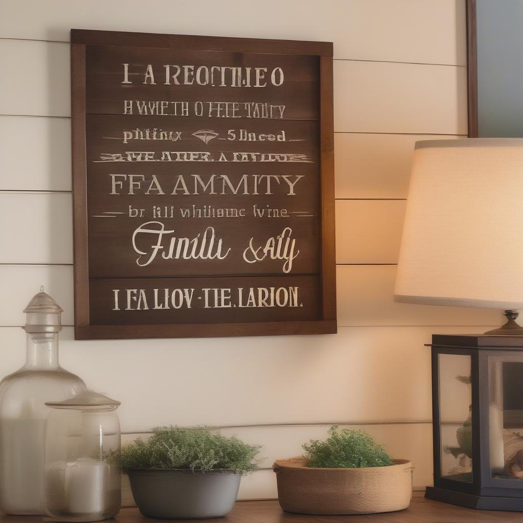 Rustic Farmhouse Wall Decor with Family Quotes