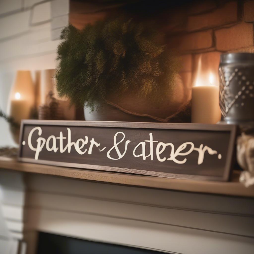 Rustic Gather Sign in a Cozy Living Room