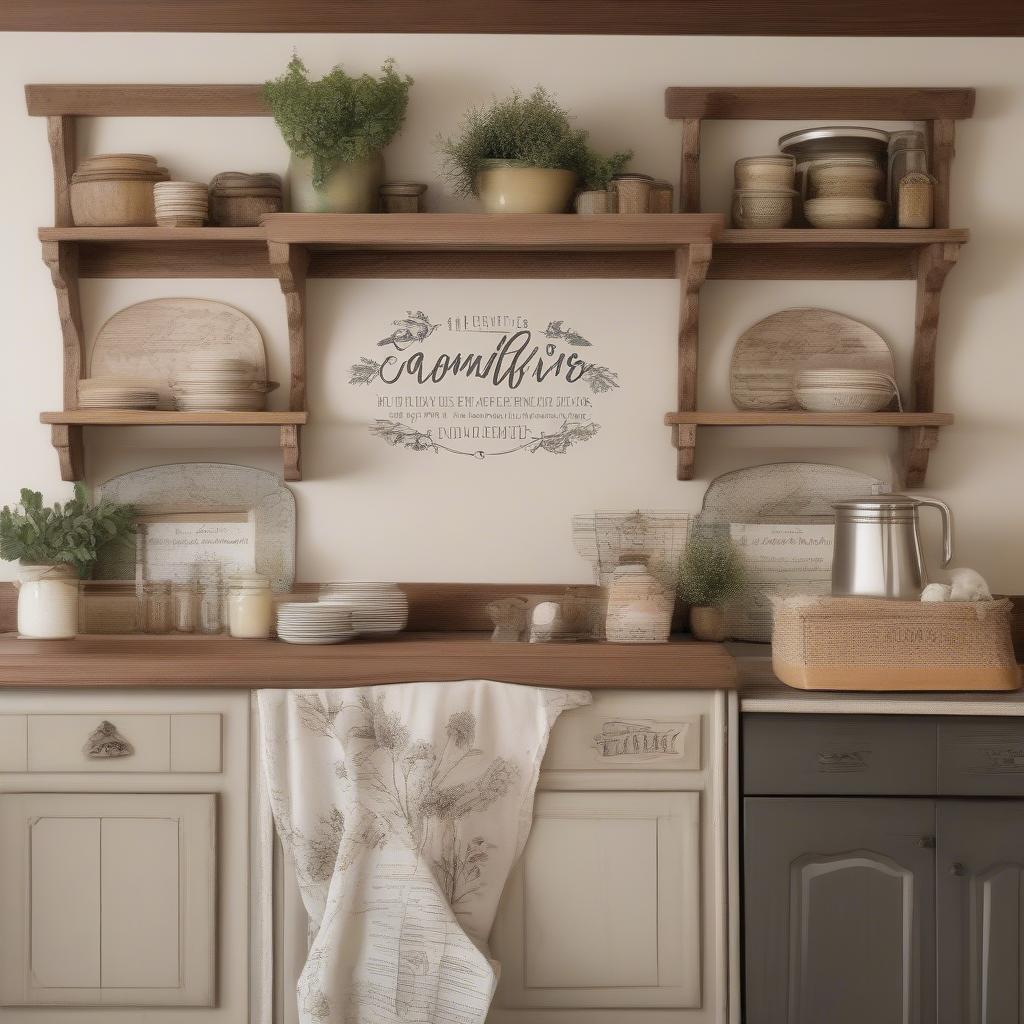 Rustic Kitchen Wall Decal with Family Quote