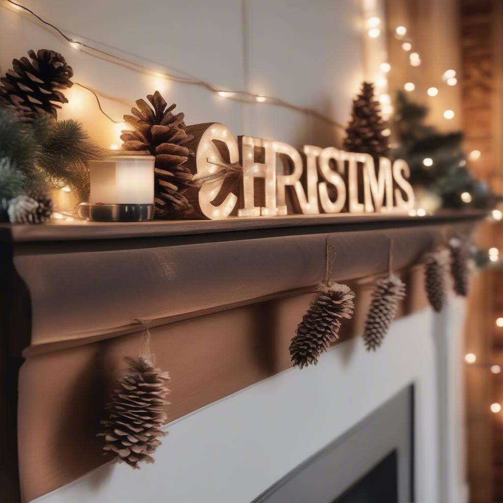 Rustic Long Christmas Signs for Mantel