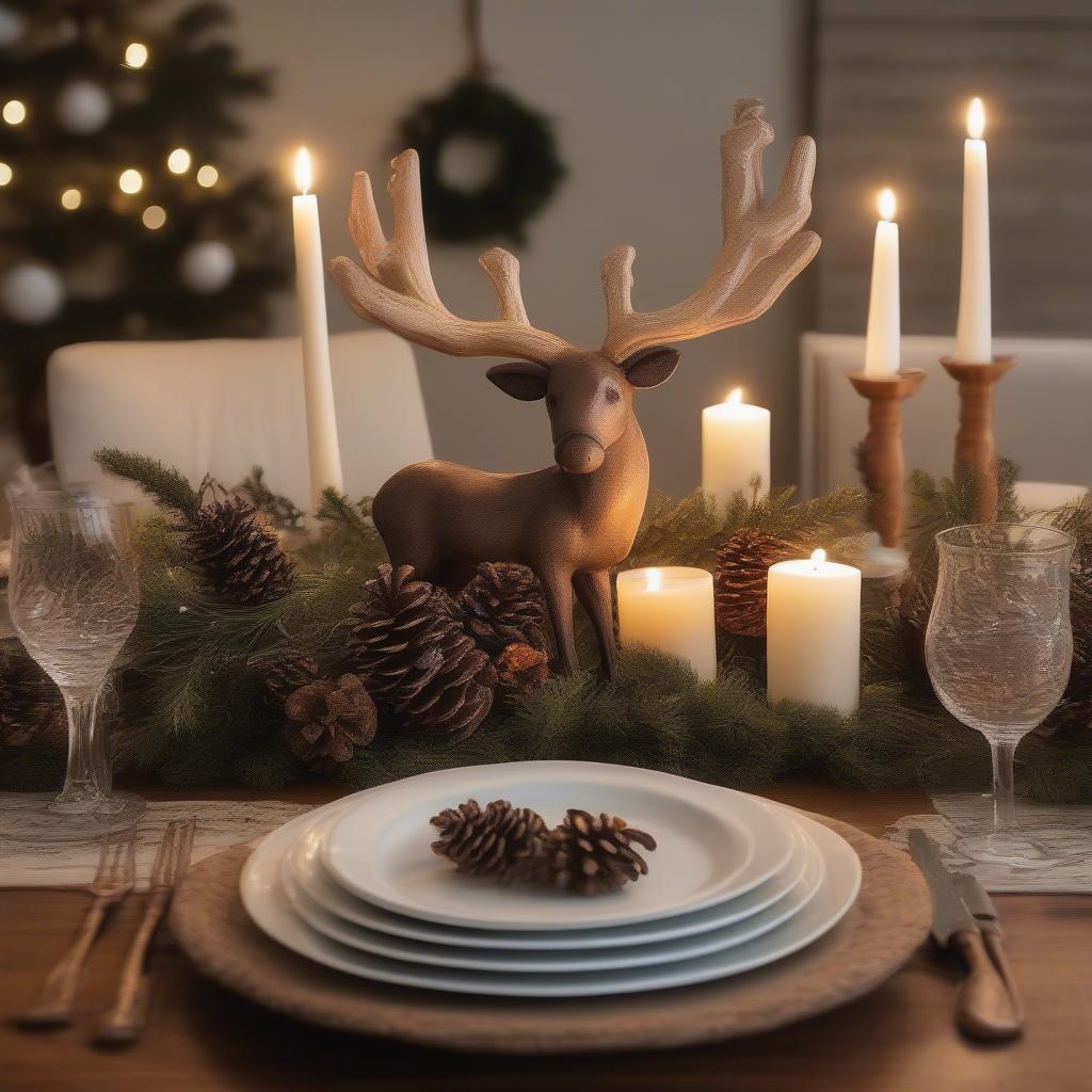 Rustic Reindeer Table Centerpiece