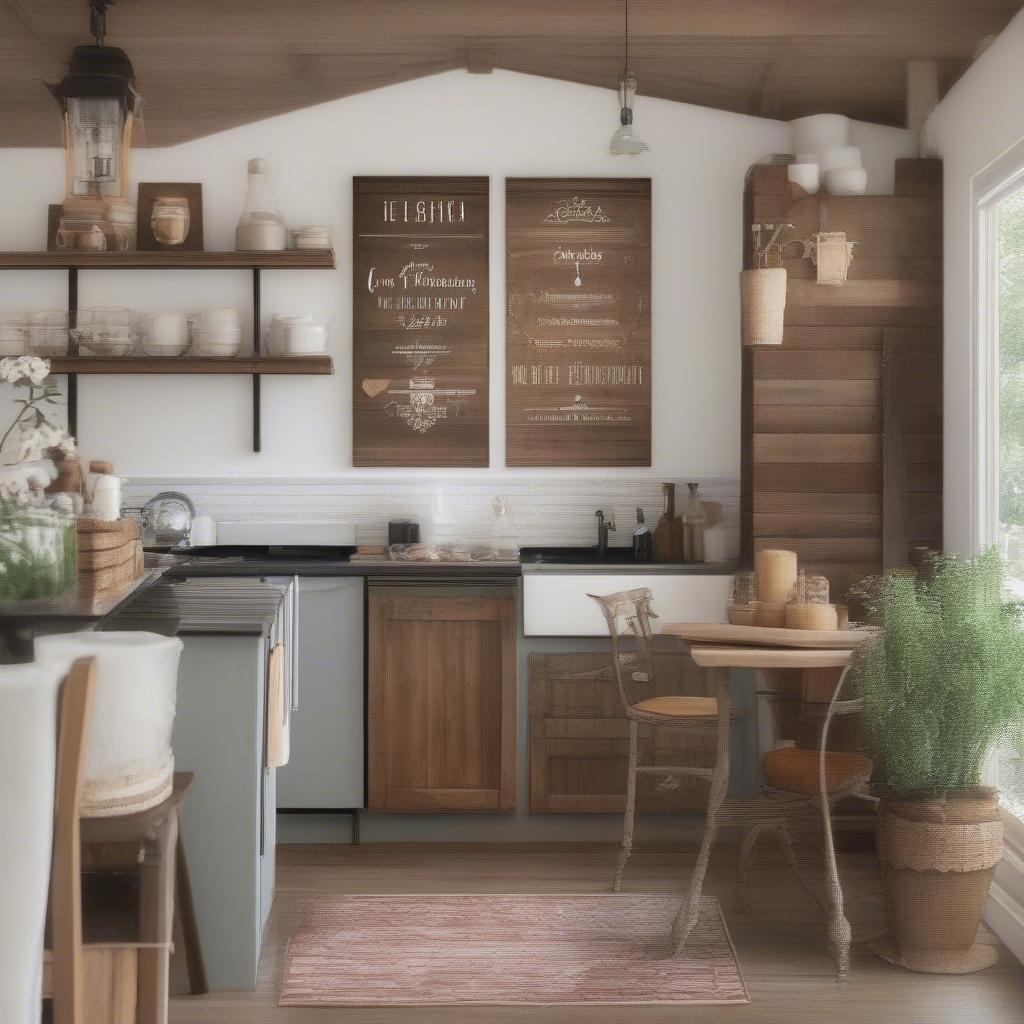 Rustic signs in a kitchen setting