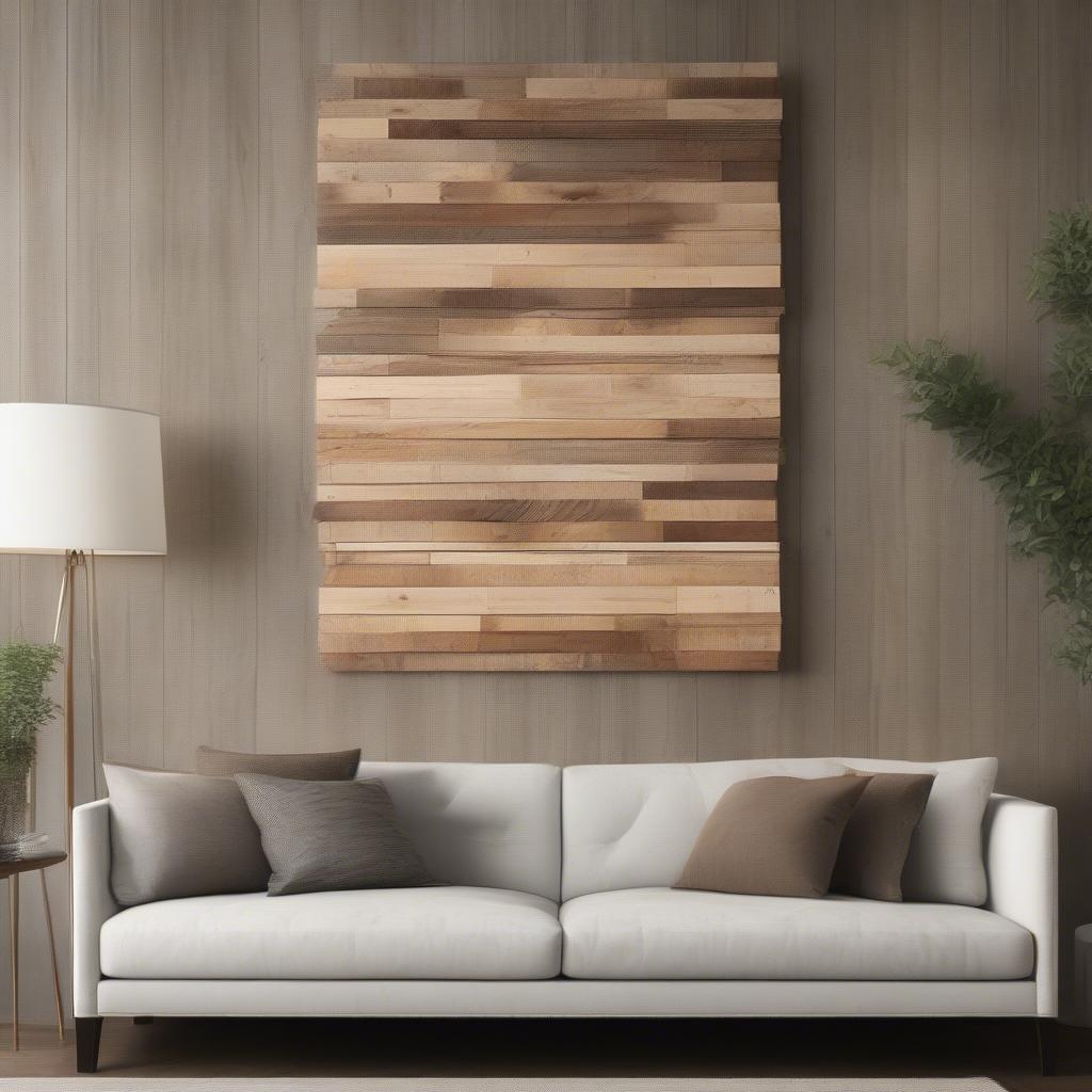 Rustic Wood Board Wall Art in a Living Room