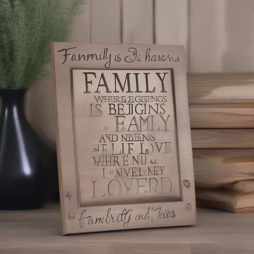 Rustic Wood Family Wall Plaque with Quote