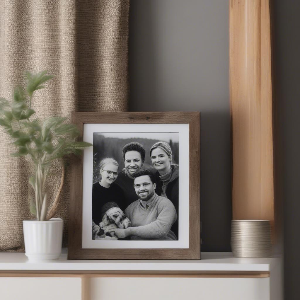 Rustic Wood Frame Photo in a Living Room