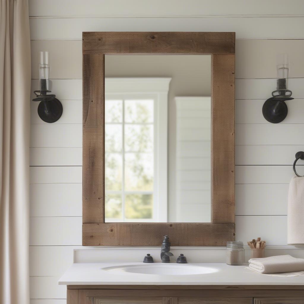 Rustic Wood Framed Wall Mirror