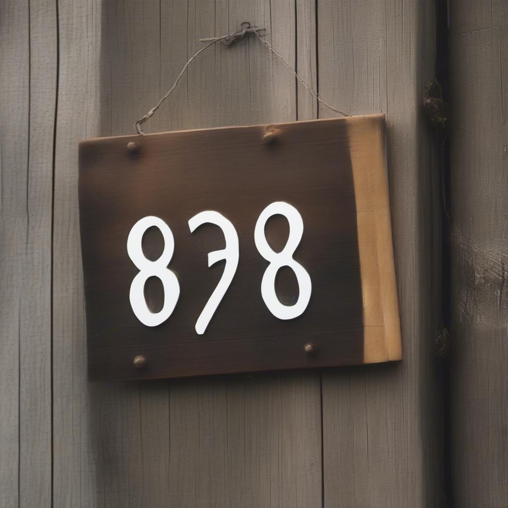 Rustic Wooden Home Address Sign with White Numbers