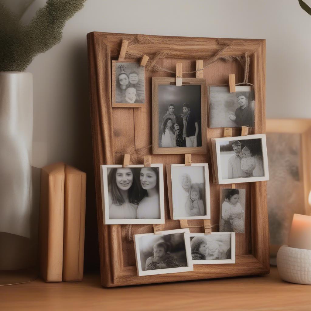 Rustic Wood Photo Clip Frame