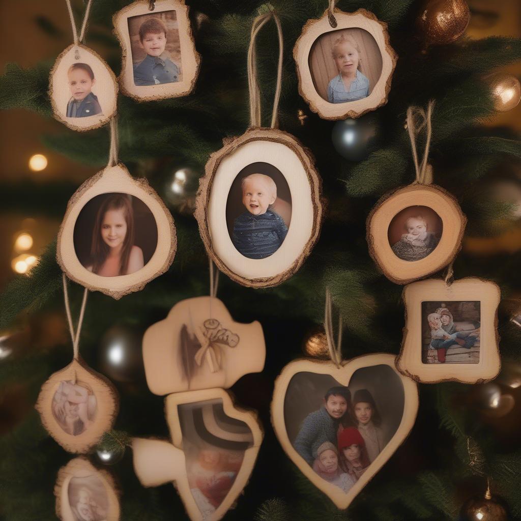 Rustic Wood Photo Ornaments for Christmas