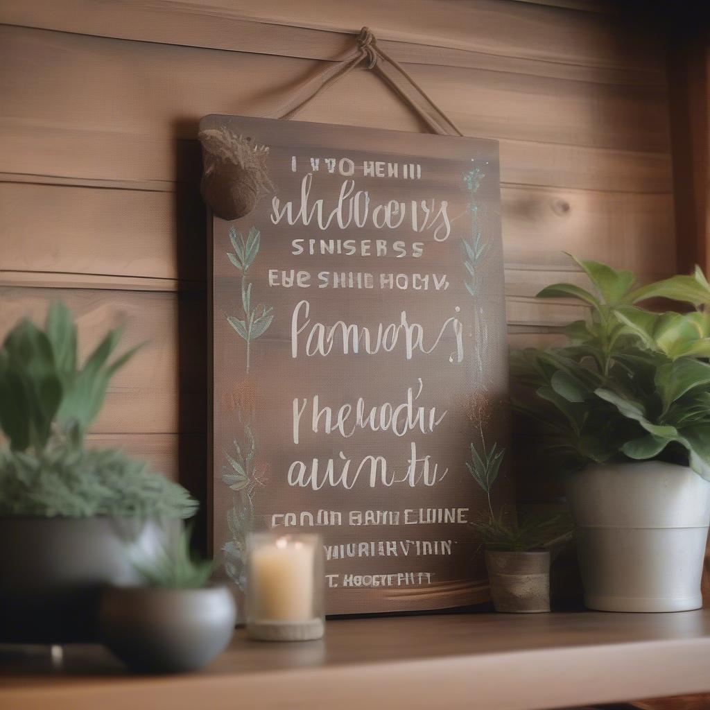 Rustic Wood Sign in Living Room