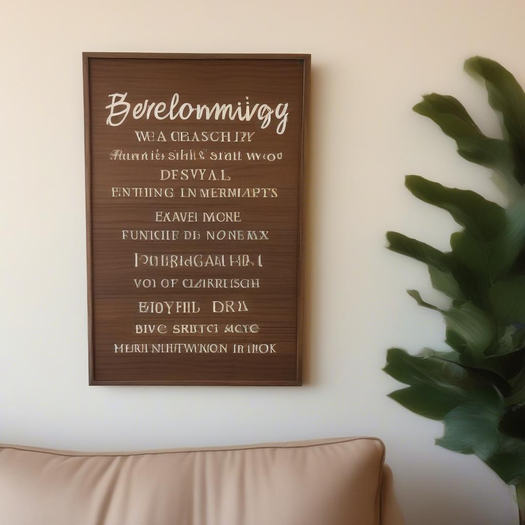 Rustic Wood Sign in Living Room