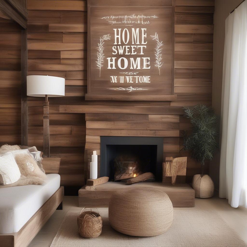 Rustic Wood Wall Art Quote in Living Room