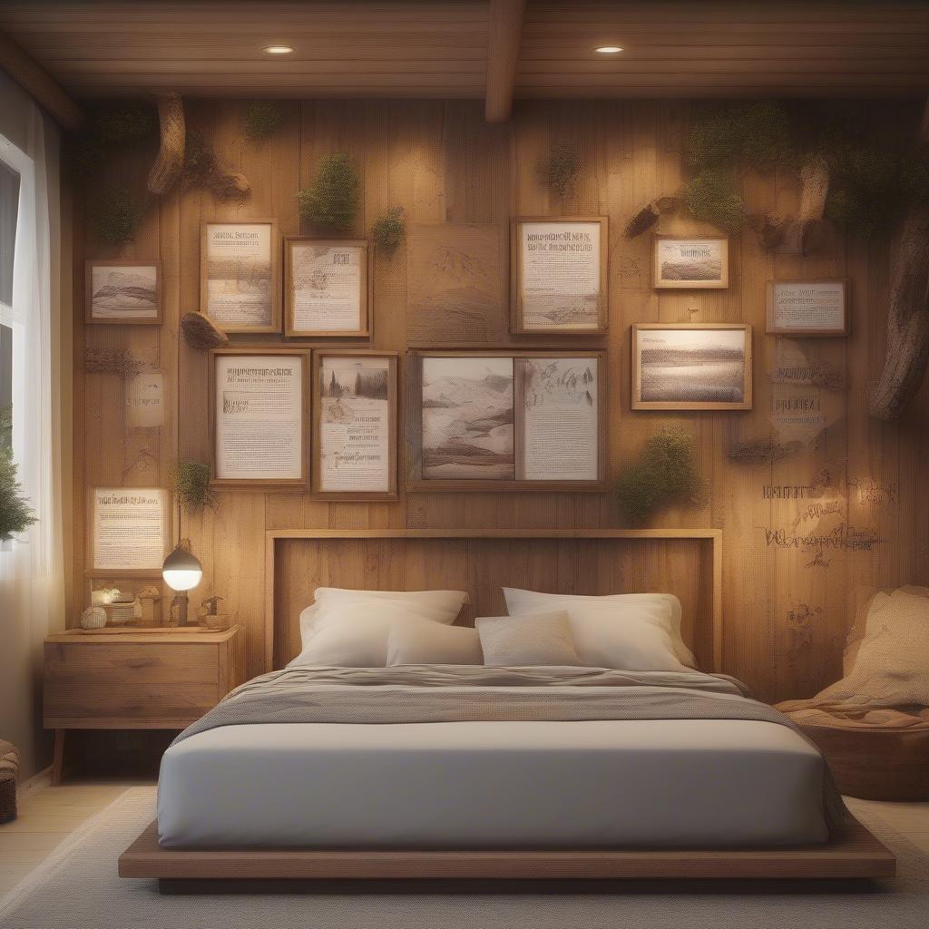 Rustic Wood Wall Decor in Bedroom