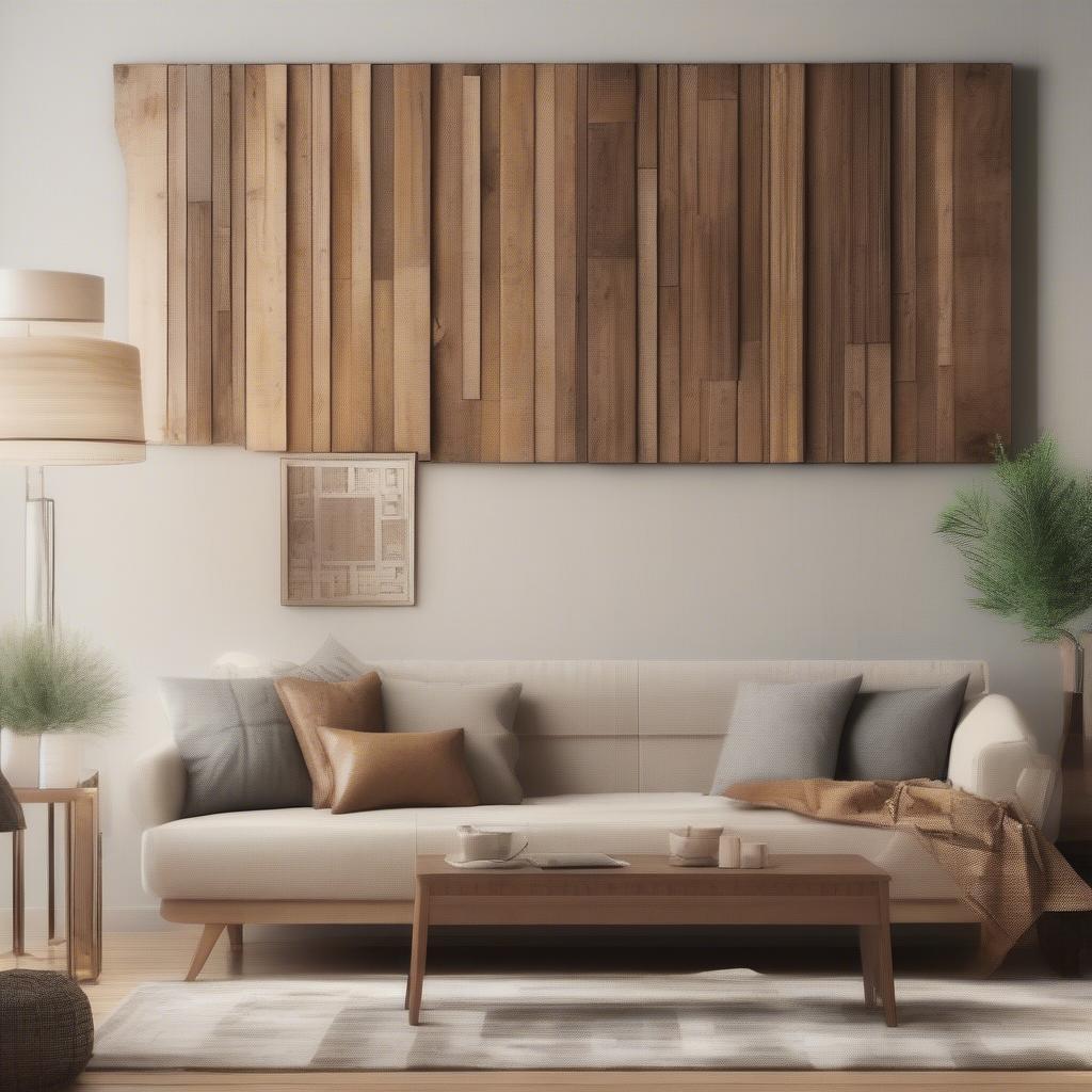 Rustic Wood Wall Decor in a Living Room