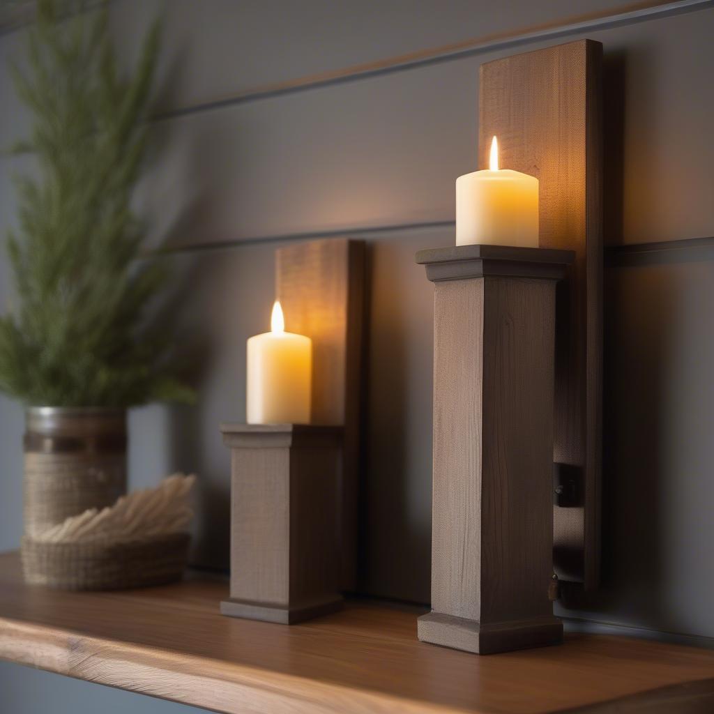 Rustic Wood Wall Sconces for Candles