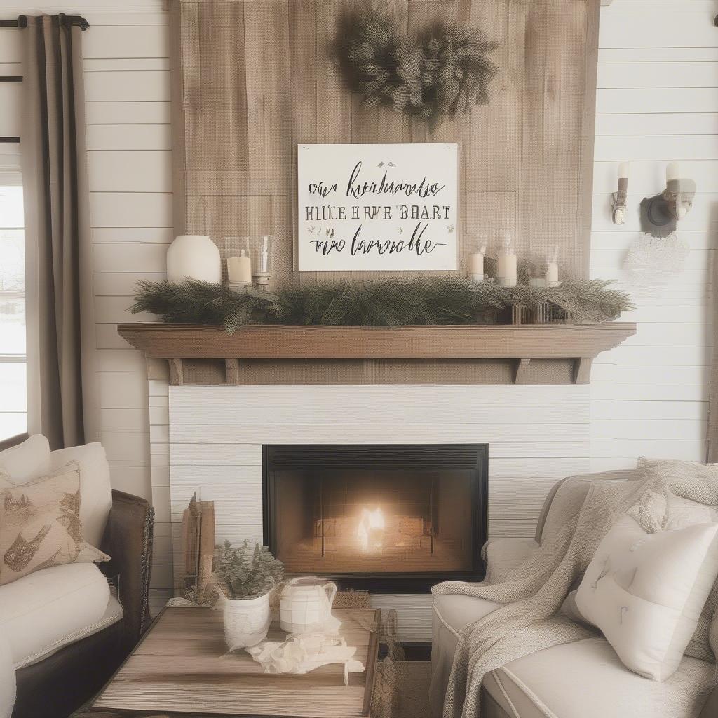 Rustic Wood Wall Signs in a Living Room