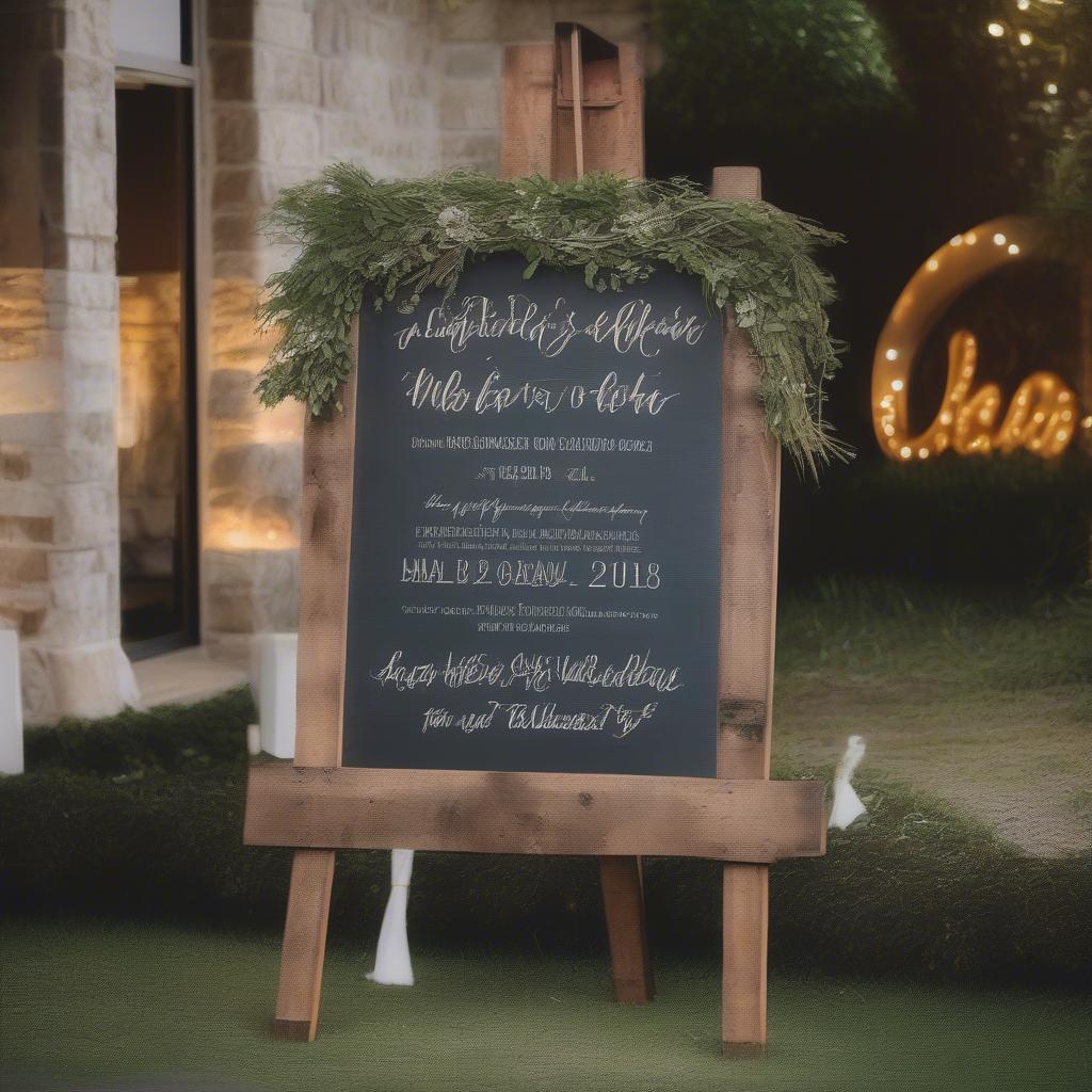 Rustic Wooden Wedding Sign at Entrance