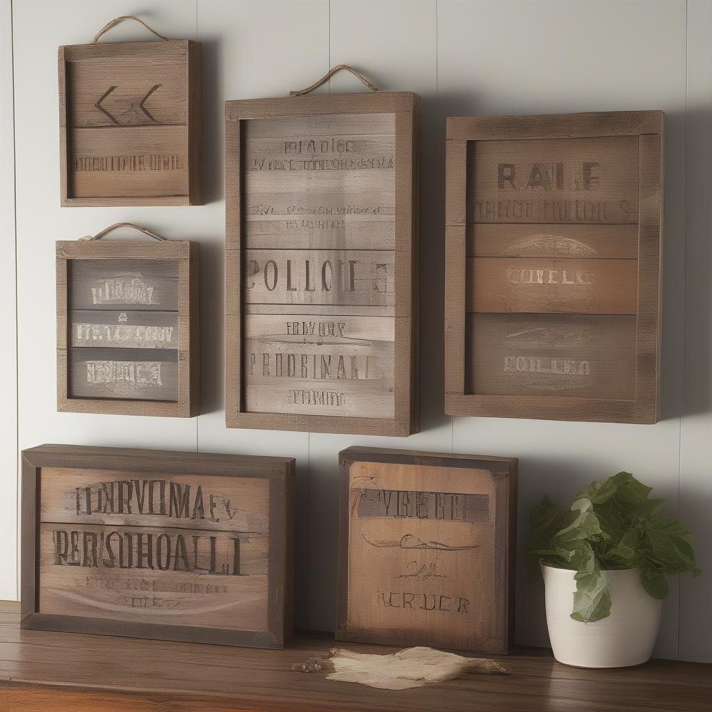 Rustic Wooden Box Signs for Home Decor