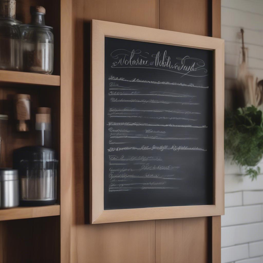 Rustic Wooden Chalkboard in Kitchen