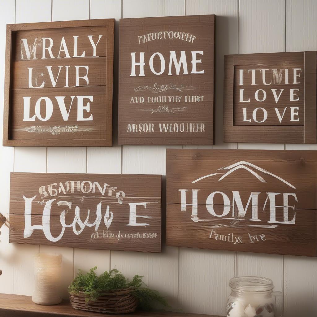 Rustic Wooden Decorative Home Signs for a Farmhouse Style Living Room