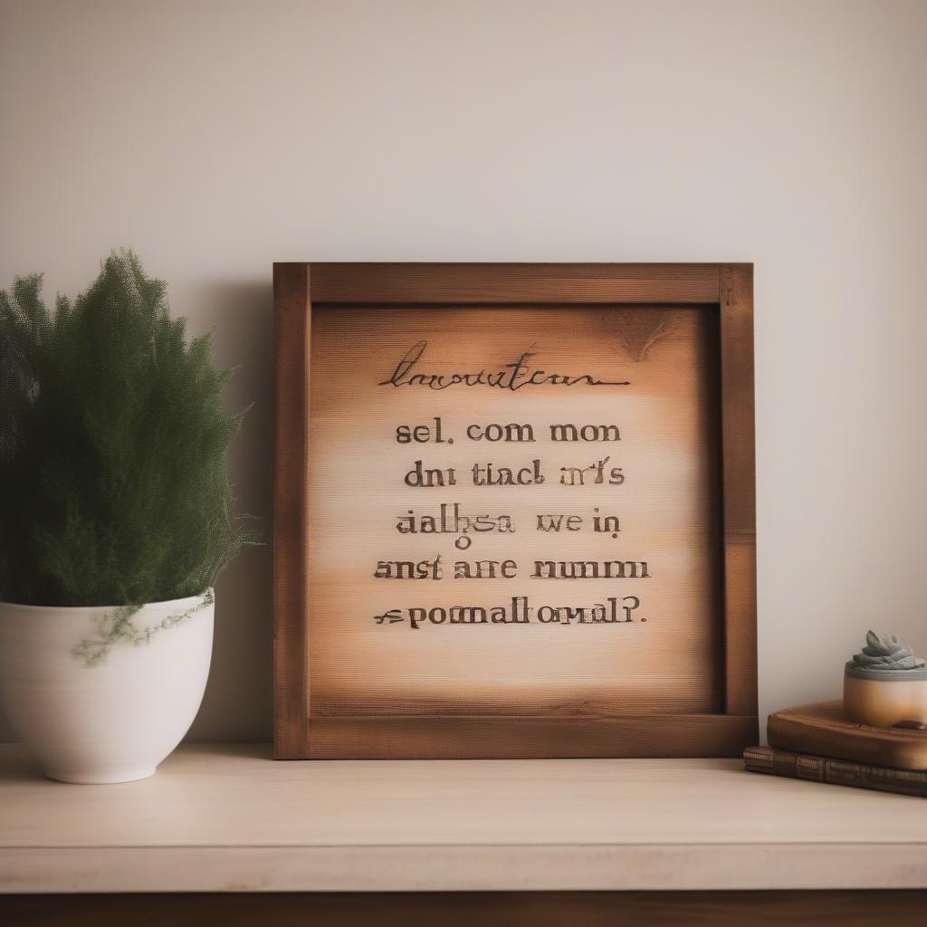 Rustic Wooden Framed Sign in a Living Room Setting