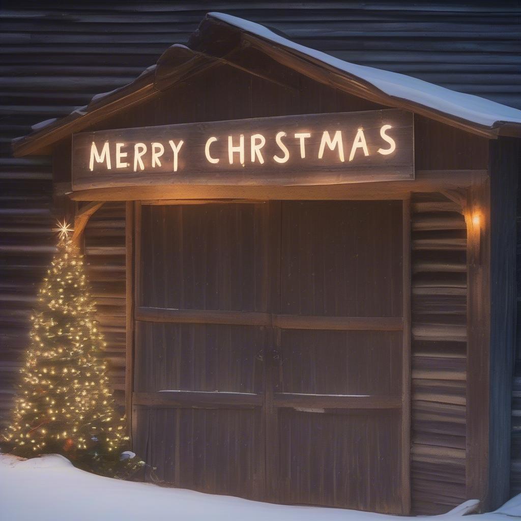 Rustic Wooden Giant Merry Christmas Sign