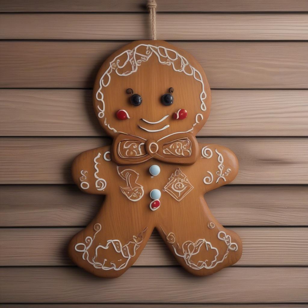 Rustic Wooden Gingerbread Wall Hanging