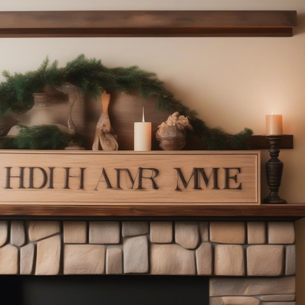 Rustic Wooden Home Sign in a Living Room