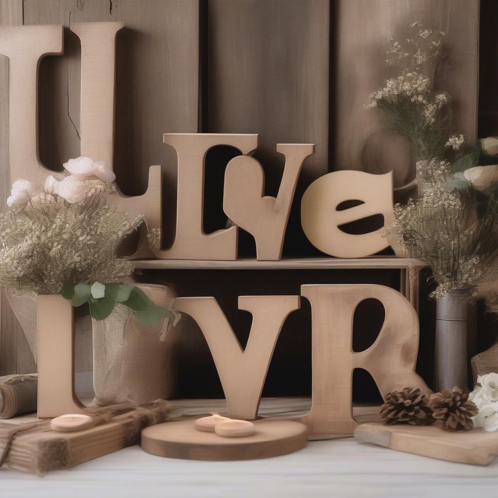 Rustic Wooden Love Signs for Home Decor